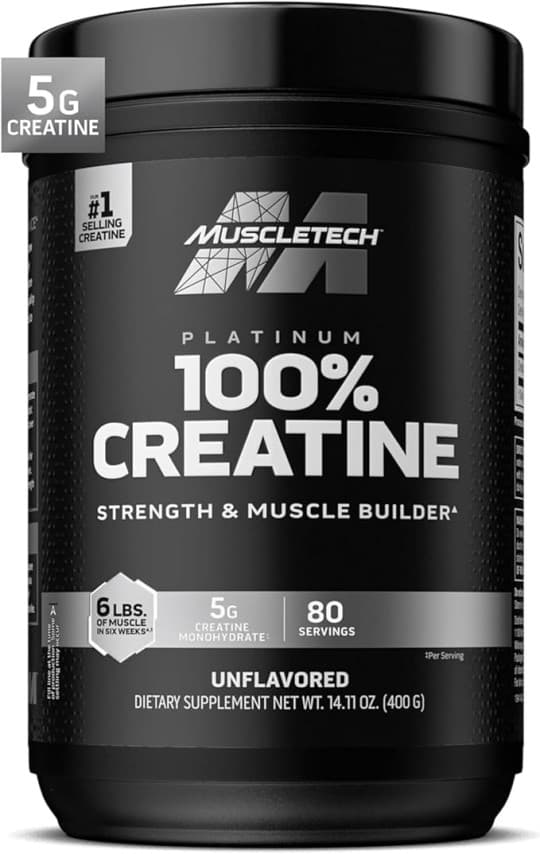 MuscleTech Platinum 100% Creatine Monohydrate Powder Pure Micronized Muscle Recovery, Helps Increase Muscle Power, Boost Strength & Enhance Performance for Men & Women, Unflavored 400 grams