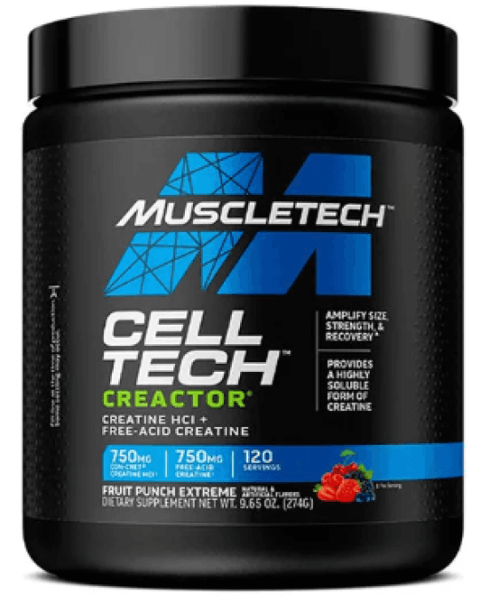 MuscleTech Cell-Tech Creactor Creatine HCl + Free-Acid Creatine Increase Muscle Building, Boost Strength,