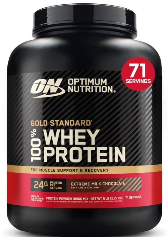 Optimum Nutrition (ON) Gold Standard 100% Whey Protein Powder Primary Source Isolate, 24 Grams of Protein for Muscle Support and Recovery - Extreme Milk Chocolate, 5 Lbs, 71 Servings (2.27 KG) Extreme Milk Chocolate 5 LB